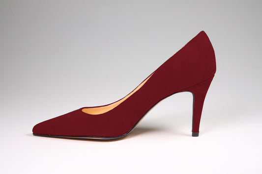Scarpa décolleté tacco 8 in camoscio borgogna