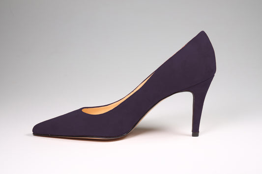 Scarpa décolleté tacco 8 in camoscio violetto