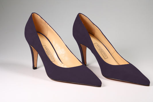 Scarpa décolleté tacco 8 in camoscio violetto
